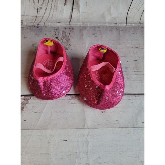 Build A Bear Workshop Fuchsia Glitter Sparkle Slip On Mary Janes Shoes - Picture 1 of 6